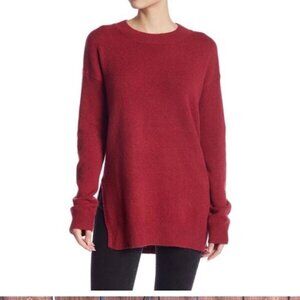 NWT Abound Red Couture Relaxed Knit Tunic Mock Neck Pullover Sweater Large